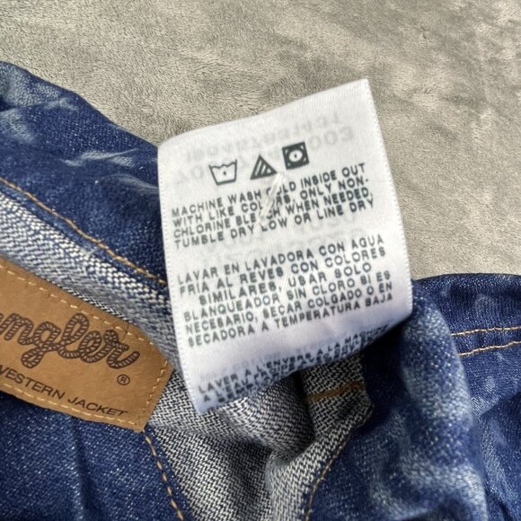 Wrangler x Deadfellaz Trucker Jacket Men's Small Blue DFZ All Over Print Denim - Picture 9 of 10
